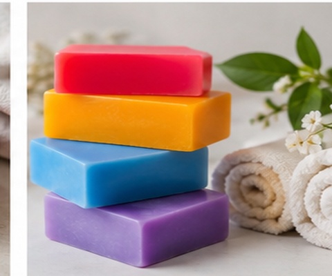 Colourful handmade melt and pour soap bars